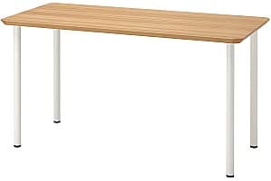 Офисный стол IKEA Anfallare/Adils 140x65 Бамбук(Бежевый)/Белый
