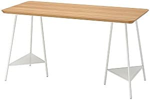 Офисный стол IKEA Anfallare/Tillslag 140x65 Бамбук(Бежевый)/Белый