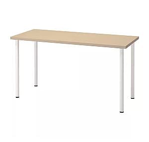 Офисный стол IKEA Malskytt/Adils 140x60 Береза(Бежевый)/Белый