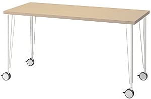 Masa de birou IKEA Malskytt/Krille 140x60 Mesteacan(Bej)/Alb