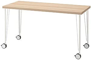 Masa de birou IKEA Lagkapten/Krille 140x60 Aspect Stejar Antichizat/Alb