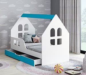 Детская кровать Happy Baby House Windows L04 с ящиком 80x160 Белый/Синий
