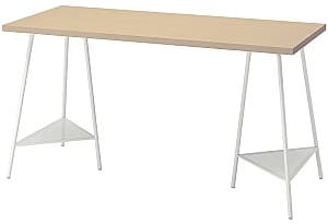 Офисный стол IKEA Malskytt/Tillslag 140x60 Береза(Бежевый)/Белый