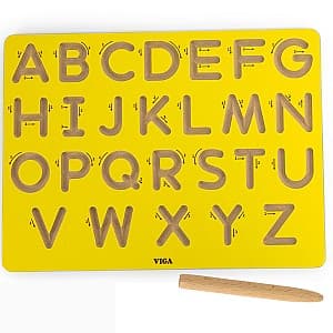 Детская доска VIGA алфавит (печатные буквы) и индикатор правильного написания 44696