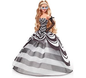 Papusa BARBIE HRM58 "65 Anniversary" blonda in rochie alb-negru