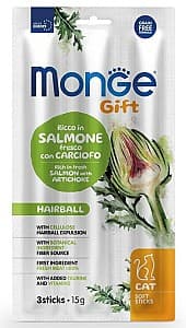 Нrană uscată pentru pisici Monge GIFT SOFTSTICKS HAIRBALL Salmon/Artichoke 15gr