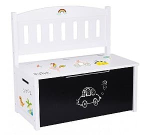Scaun pentru copii Tooky Toy TK366 Banca din lemn cu tabla de desen