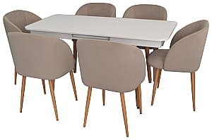 Набор стол и стулья Evelin DT 432-1R Wo + 6 стула LC-618 Wo/Light Beige 8