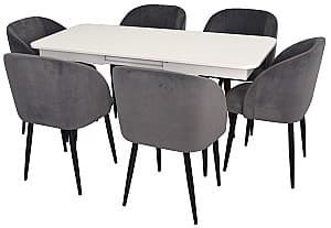 Набор стол и стулья Evelin DT 432-1R B + 6 стула LC-618 B/Dark Grey 57