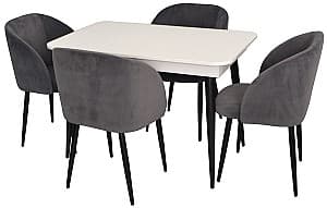 Set de masa si scaune Evelin DT 432-1R B + 4 scaune LC-618 B/Dark Grey 57