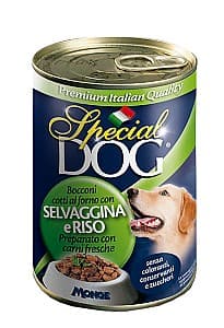 Hrană umedă pentru câini Special Dog Can Chunks with rice and wild games 400gr
