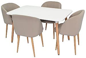 Набор стол и стулья Evelin DT 405-1 + 4 стула LC-618 WO/Light Beige 8