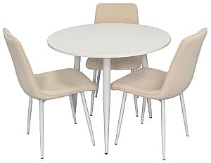 Набор стол и стулья Evelin DT 404-5 + 3 стула XR-154 Wh/Crem-3