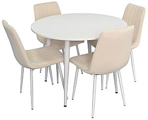 Набор стол и стулья Evelin DT 402-5 + 4 стула  XR-154 Wh/Crem-3