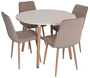 Набор стол и стулья Evelin DT 402-1 + 4 стула XR-154WO/Light Beige 8 Velur