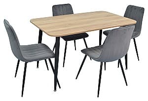 Набор стол и стулья Evelin 405-2+4 стулья XR-154B Dark Grey 57