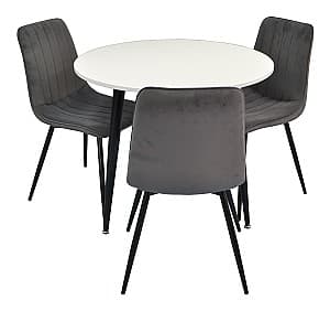 Набор стол и стулья Evelin DT 404-3+3 стулья XR-154B Dark Grey 57