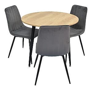 Набор стол и стулья Evelin DT 404-2+3 стулья XR-154B Dark Grey 57