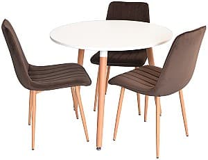 Набор стол и стулья Evelin DT 404-1 + 3 стула  XR-154 WO(Бежевый)/Dark Brown16(Коричневый)