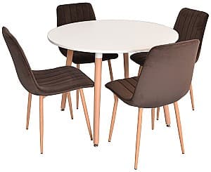 Набор стол и стулья Evelin DT 402-1 + 4 стула  XR-154 WO/Dark Brown16 (Коричневый)