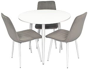 Набор стол и стулья Evelin DT 404-5 + 3 стула XR-154 Wh(Белый)/Light Grey52(Серый)