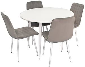 Набор стол и стулья Evelin DT 402-5 + 4 стула XR-154 Wh(Белый)/Light Grey52(Серый)