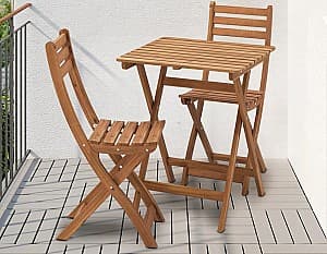 Set mobila de gradina IKEA Askholmen 2 scaune/pliabil 60x62 Maro Inchis