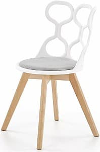 Деревянный стул Halmar K308 Белый/Серый/Натуральный (Бежевый)