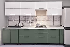 Кухонный гарнитур PS Квадро (Trendy Panel) 3 м White(Белый)/Relax Green(Зеленый)
