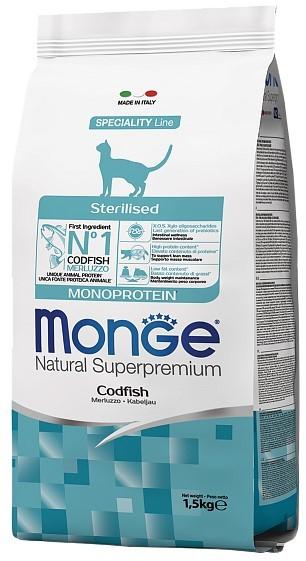 Сухой корм для кошек Monge STERILISED MONOPROTEIN COD FISH 1.5kg
