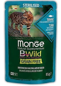 Hrană umedă pentru pisici Monge BWILD POUCH Sterilised Tuna/Vegetables 85gr