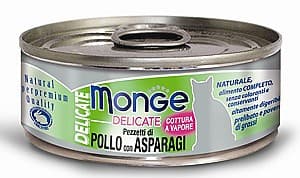 Hrană umedă pentru pisici Monge DELICATE Can Chicken with asparagus 80gr