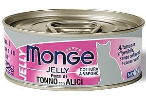 Hrană umedă pentru pisici Monge JELLY Can Yellowfin Tuna with Anchovies 80gr