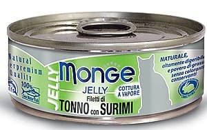 Hrană umedă pentru pisici Monge JELLY Can Yellowfin Tuna with Surimi 80 gr