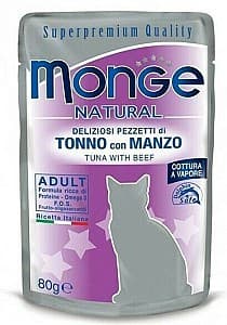 Влажный корм для кошек Monge NATURAL Pouch Tuna with beef in jelly 80gr