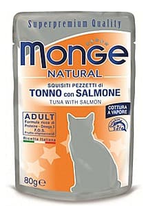 Влажный корм для кошек Monge NATURAL Pouch Tuna with salmon in jelly 80gr