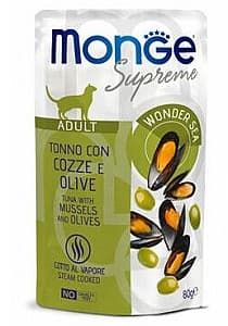 Влажный корм для кошек Monge POUCH SUPREME ADULT Tuna/Mussel/Olive 80gr