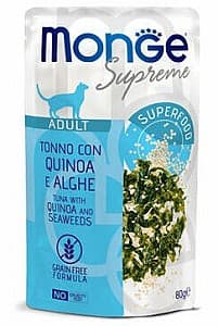 Влажный корм для кошек Monge POUCH SUPREME ADULT Tuna/Quinoa/Seaweeds 80gr
