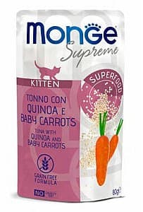 Hrană umedă pentru pisici Monge POUCH SUPREME KITTEN Tuna/Quinoa/Baby Carrot 80gr