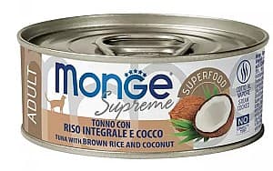 Hrană umedă pentru pisici Monge SUPREME ADULT Tuna/Rice/Coconut 80gr