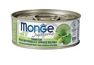 Влажный корм для кошек Monge SUPREME STERILISED Tuna/Rice/Ginkgo Biloba 80gr