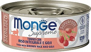 Hrană umedă pentru pisici Monge SUPREME STERILISED Tuna/Rice/Goji 80gr