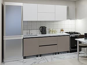Кухонный гарнитур PS Гола-1 (Trendy Panel) 2 м White(Белый)/New Grey(Серо-Коричневый)