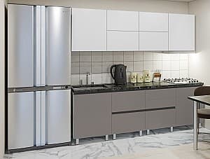 Кухонный гарнитур PS Гола-3 (Trendy Panel) 2.4 м White(Белый)/New Grey(Серо-Коричневый)