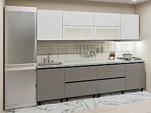 Кухонный гарнитур PS Гола-5 (Trendy Panel) 2.8 м White(Белый)/New Grey(Серо-Коричневый)