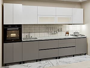 Кухонный гарнитур PS Гола-5 (Trendy Panel) 3.4 м White(Белый)/New Grey(Серо-Коричневый)