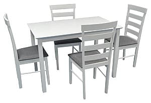 Set de masa si scaune Evelin GLORIA White + 4 scaune GLORIA White NV-10WP Grey