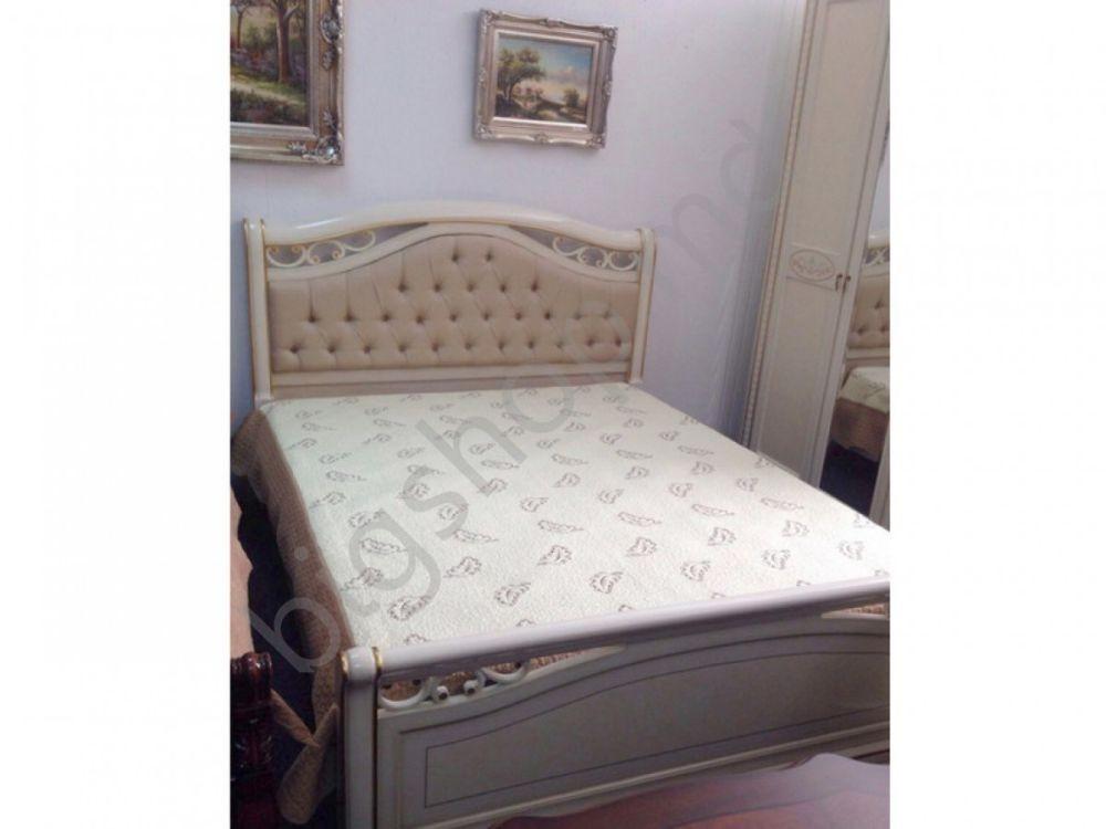 Кровать MobiLux Чезар A-1800 Кожа/Мех (Крем)