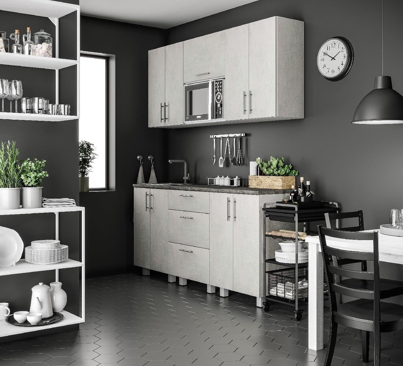 Set mobila bucatarie Fabrik Home Stone MDF 1.8 m piatră bej mat