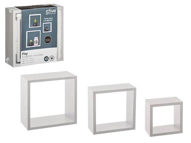 Raft de perete Five Cub 3buc MDF alb